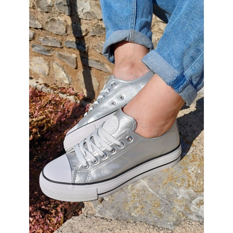 Baskets brillantes femme LPB Davia argent Baskets brillantes femme LPB Davia argent