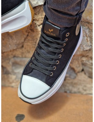 Baskets montantes effet velours Kaporal Christa noires avec plateforme