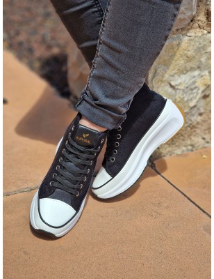 Baskets montantes effet velours Kaporal Christa noires avec plateforme