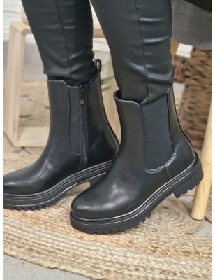 Bottines femme Laly noires avec gros élastique