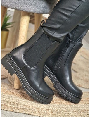 Bottines femme Laly noires avec gros élastique
