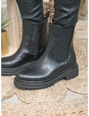Bottines femme Laly noires avec gros élastique
