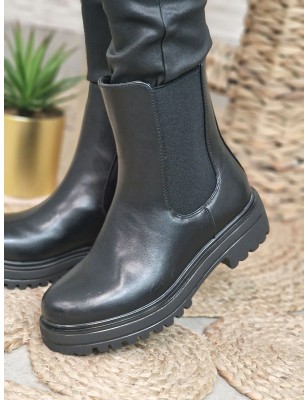 Bottines femme Laly noires avec gros élastique