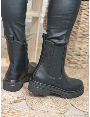 Bottines femme Laly noires avec gros élastique