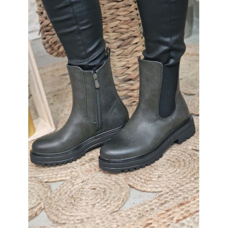 Bottines femme Laly kaki avec gros élastique