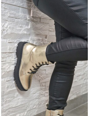 Bottines femme Lola or avec lacets