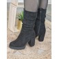 Bottines femme talon suédine Melie noires