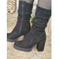 Bottines femme talon suédine Melie noires Bottines femme talon suédine Melie noires