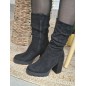 Bottines femme talon suédine Melie noires Bottines femme talon suédine Melie noires
