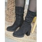 Bottines femme talon suédine Melie noires