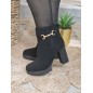 Bottines femme talon suédine Mona noires Bottines femme talon suédine Mona noires