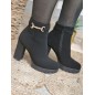 Bottines femme talon suédine Mona noires Bottines femme talon suédine Mona noires