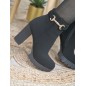Bottines femme talon suédine Mona noires Bottines femme talon suédine Mona noires