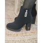 Bottines femme talon suédine Maeva noires Bottines femme talon suédine Maeva noires