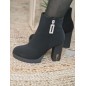 Bottines femme talon suédine Maeva noires