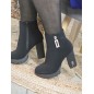 Bottines femme talon suédine Maeva noires Bottines femme talon suédine Maeva noires