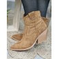 Bottines santiags femme daim Amelie camel