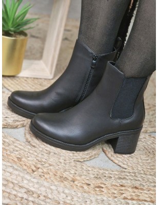 Bottines à talon Mandy noires avec gros élastique sur le côté
