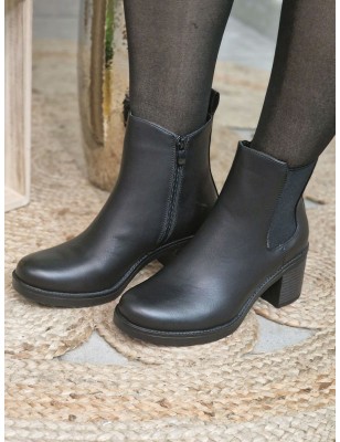 Bottines à talon Mandy noires avec gros élastique sur le côté