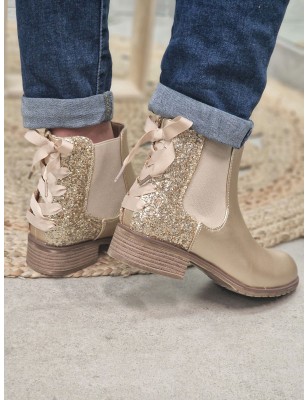 Bottines femme ruban Alba dorées