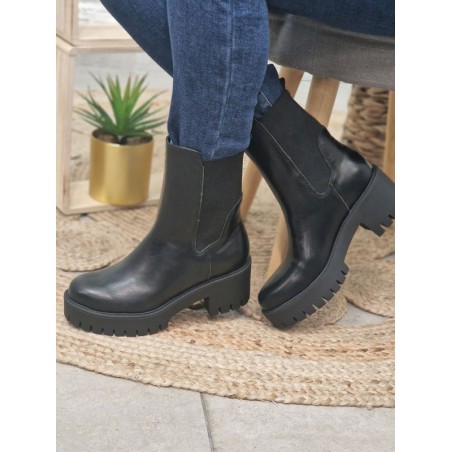 Bottines femme Guess Warin noires avec petit talon et semelle crantée