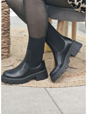 Bottines femme LPB Germaine noires avec gros élastiques