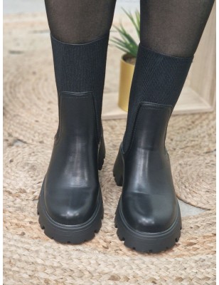 Bottines femme LPB Germaine noires avec gros élastiques