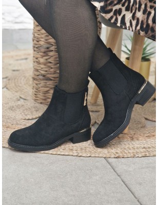 Bottines femme LPB Gansiry noires effet suédine avec gros élastiques