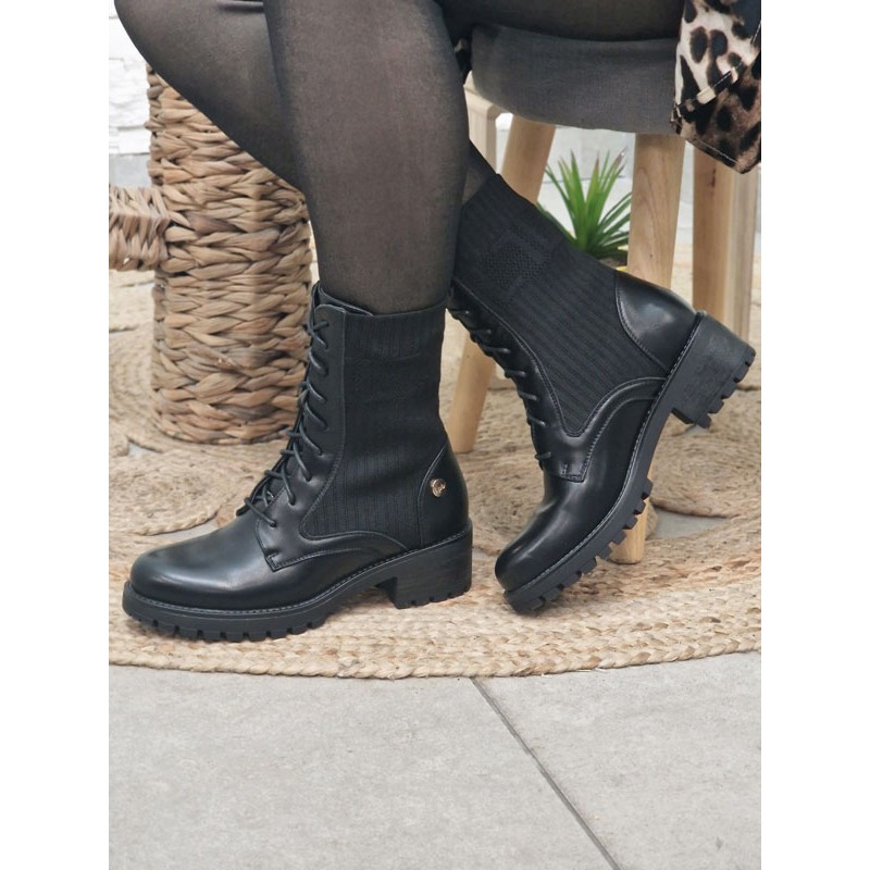 Bottines femme chaussette LPB Gouach noires