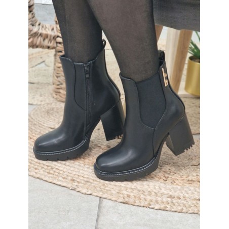 Bottines à talon femme LPB Gasparine noires avec bout carré