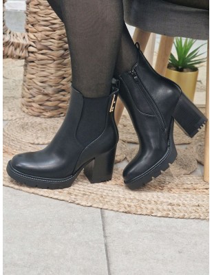 Bottines à talon femme LPB Gasparine noires avec bout carré
