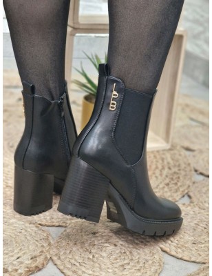 Bottines à talon femme LPB Gasparine noires avec bout carré
