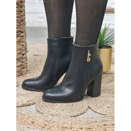 Bottines à talon femme LPB Emeralda noires effet cuir