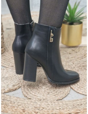 Bottines à talon femme LPB Emeralda noires effet cuir