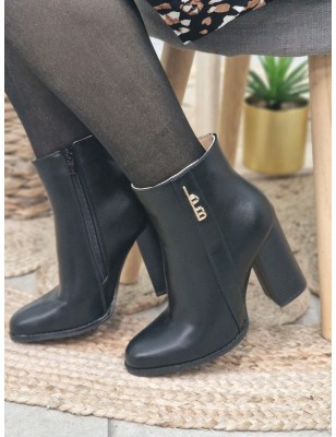 Bottines à talon femme LPB Emeralda noires effet cuir