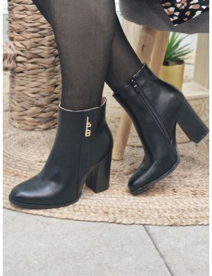 Bottines à talon femme LPB Emeralda noires effet cuir