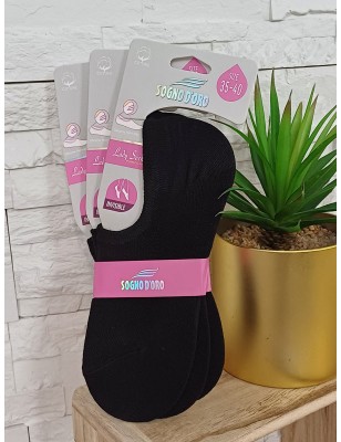 Lot de 3 paires de chaussettes basses invisibles noires avec gomme au talon