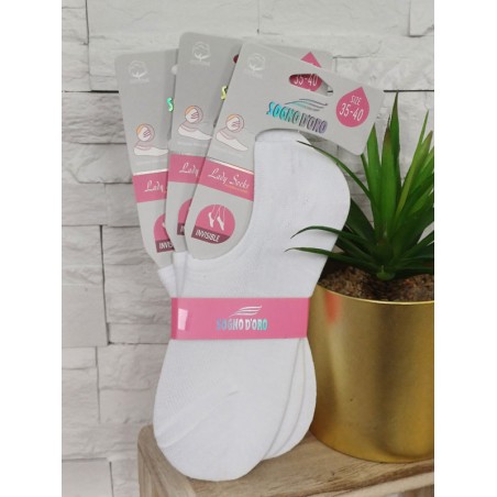 Lot de 3 paires de chaussettes basses invisibles blanches avec gomme au talon