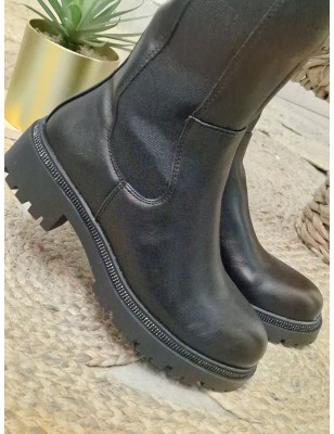Bottes femme Alice noires avec détail en strass