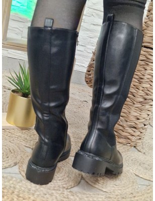 Bottes femme Alice noires avec détail en strass