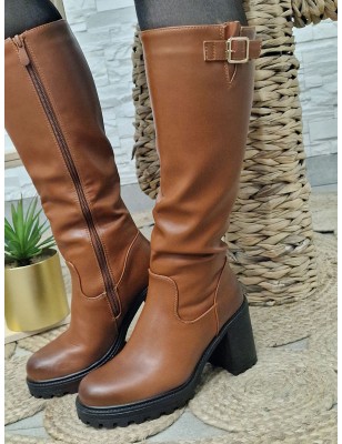 Bottes femme talon Tania camel
