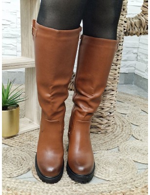 Bottes à talon Tania camel avec boucle