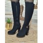 Bottes femme talon suédine Sylvia noires