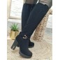 Bottes femme talon suédine Sylvia noires