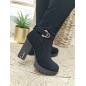 Bottes femme talon suédine Sylvia noires