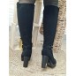 Bottes femme talon suédine Sylvia noires