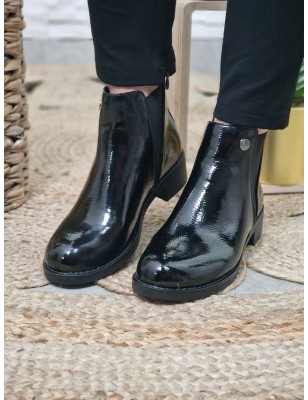 Bottines femme LPB Akina noires vernies avec bout rond