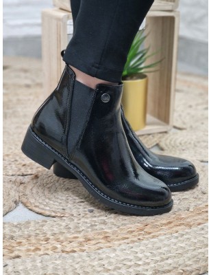 Bottines femme LPB Akina noires vernies avec bout rond