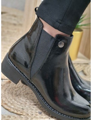 Bottines femme LPB Akina noires vernies avec bout rond