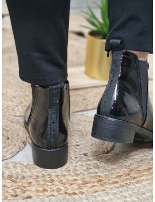Bottines femme LPB Akina noires vernies avec bout rond